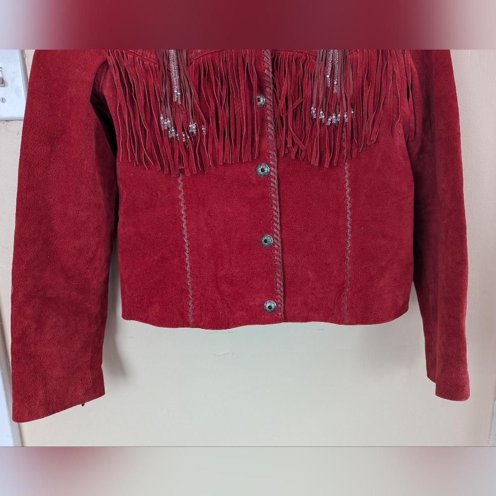 Scully Red Suede Fringe Leather Jacket (SIZE LARGE) - Picture 4 of 16